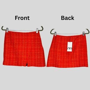 Zara Women's Vibrant Red Tweed Skorts
